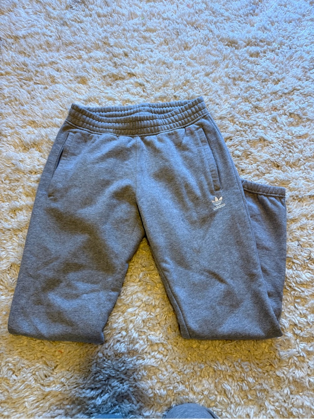 Adidas Mens Gray Trefoil Sweatpants